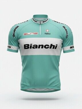 Vintage Bianchi Nalini Cycling Jersey Mens Medium Celeste 1/4 Zip Short Sleeve